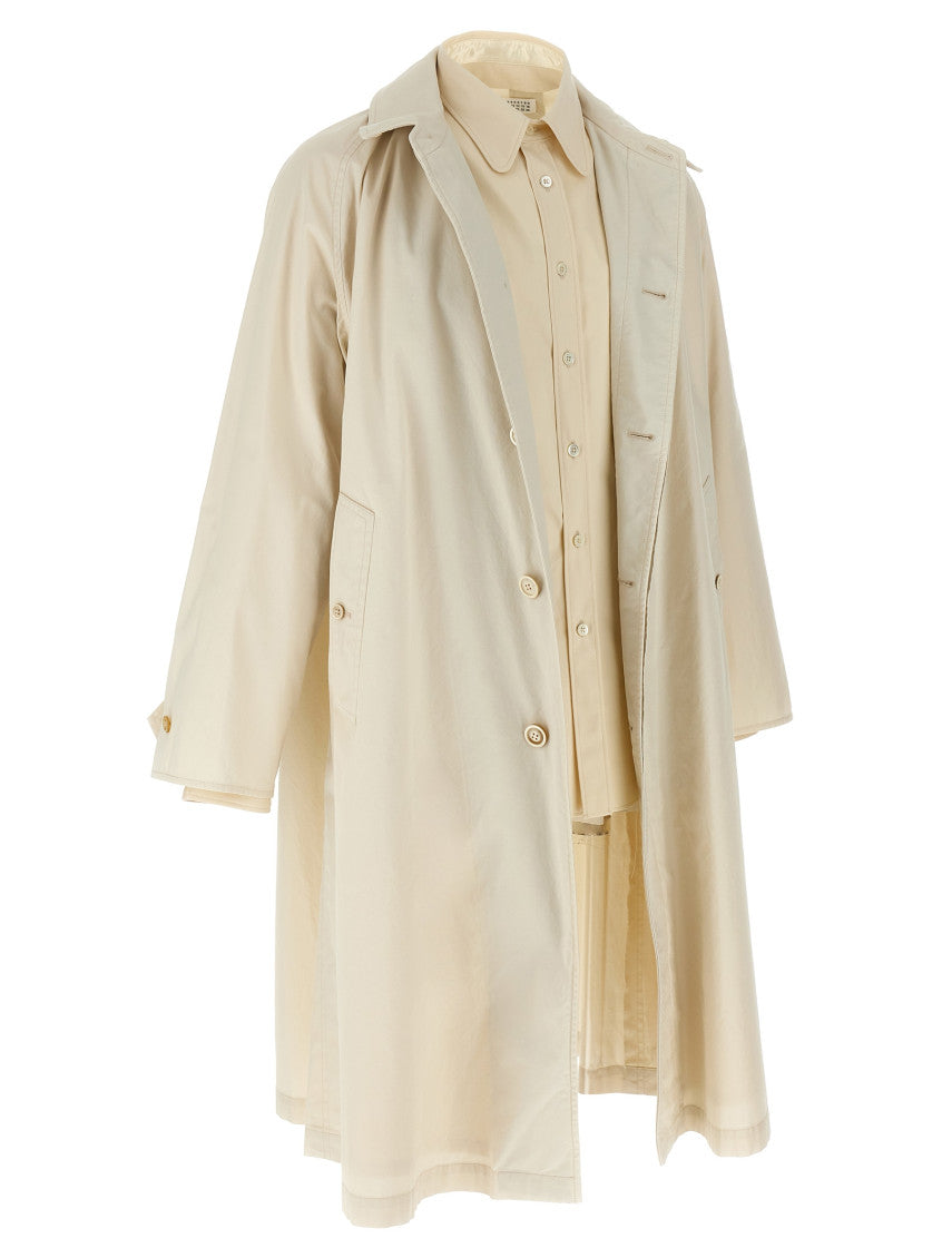 Beige Layered trench coat 3