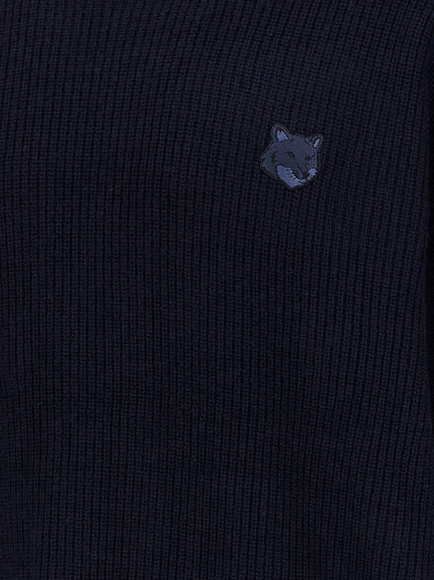 Navy Blue Bold Fox Head Patch Jumper 4