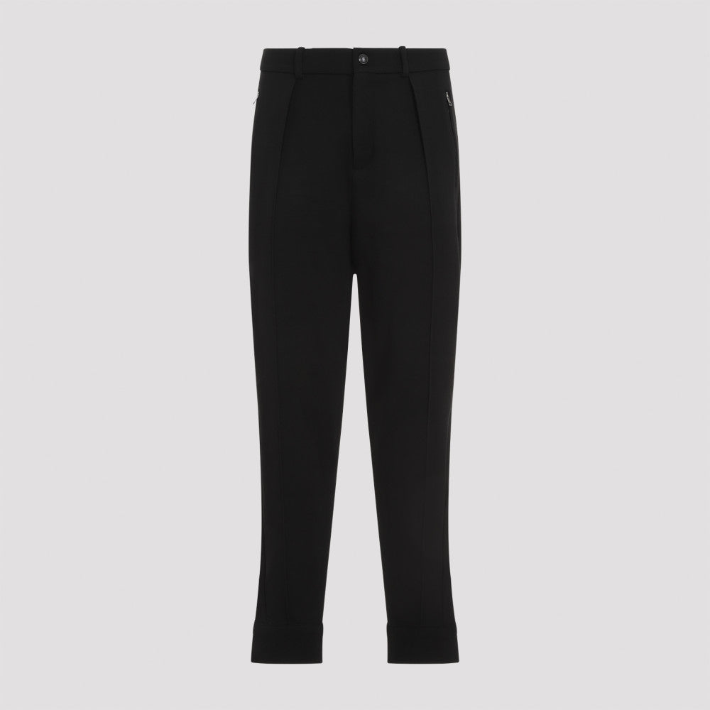 Black Pintuck Wool Jogger Pants 3