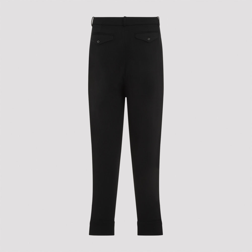 Black Pintuck Wool Jogger Pants 4