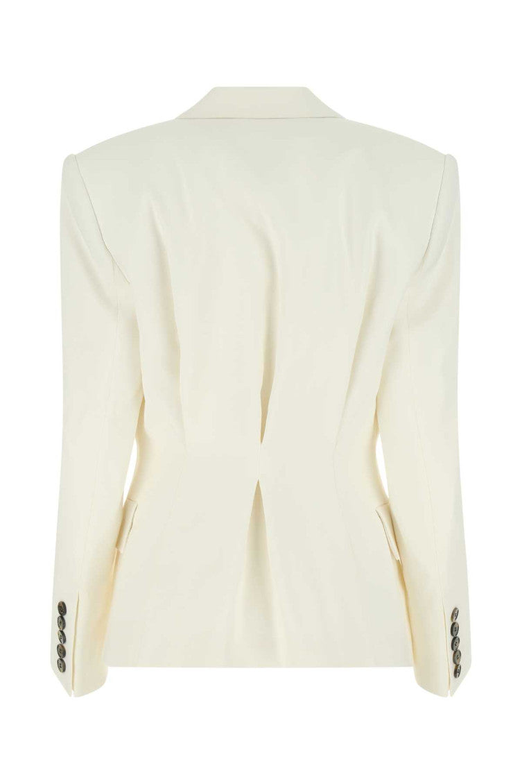 Ivory stretch viscose blend blazer  2