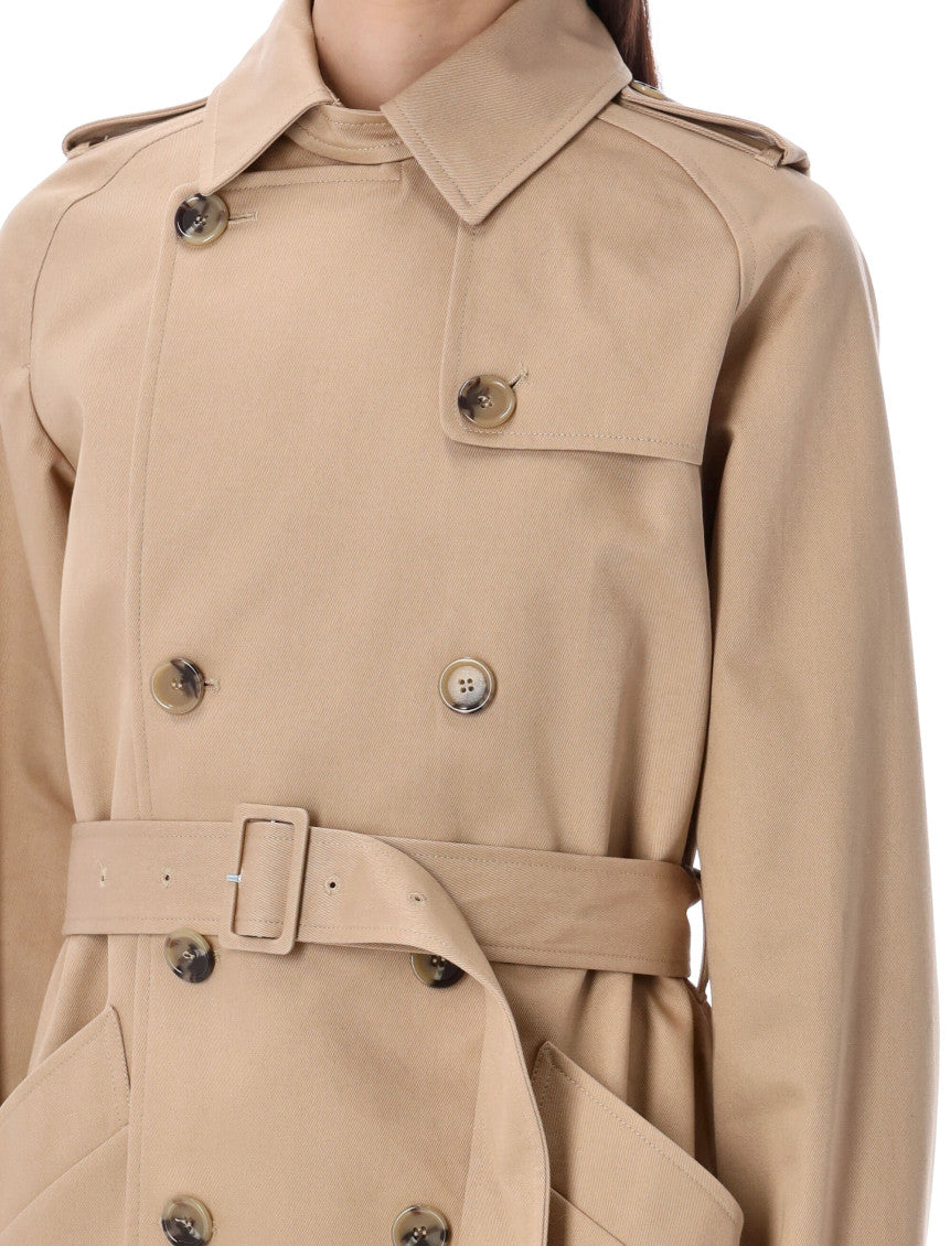 Beige Double Breasted Trench Coat 3