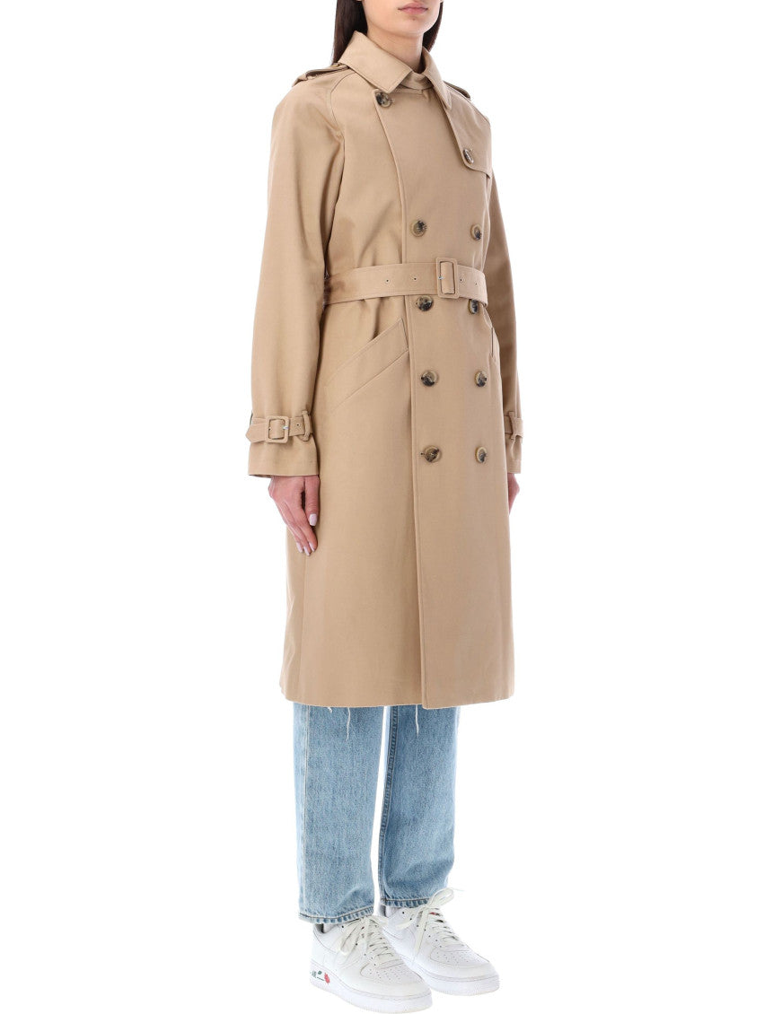 Beige Double Breasted Trench Coat 4