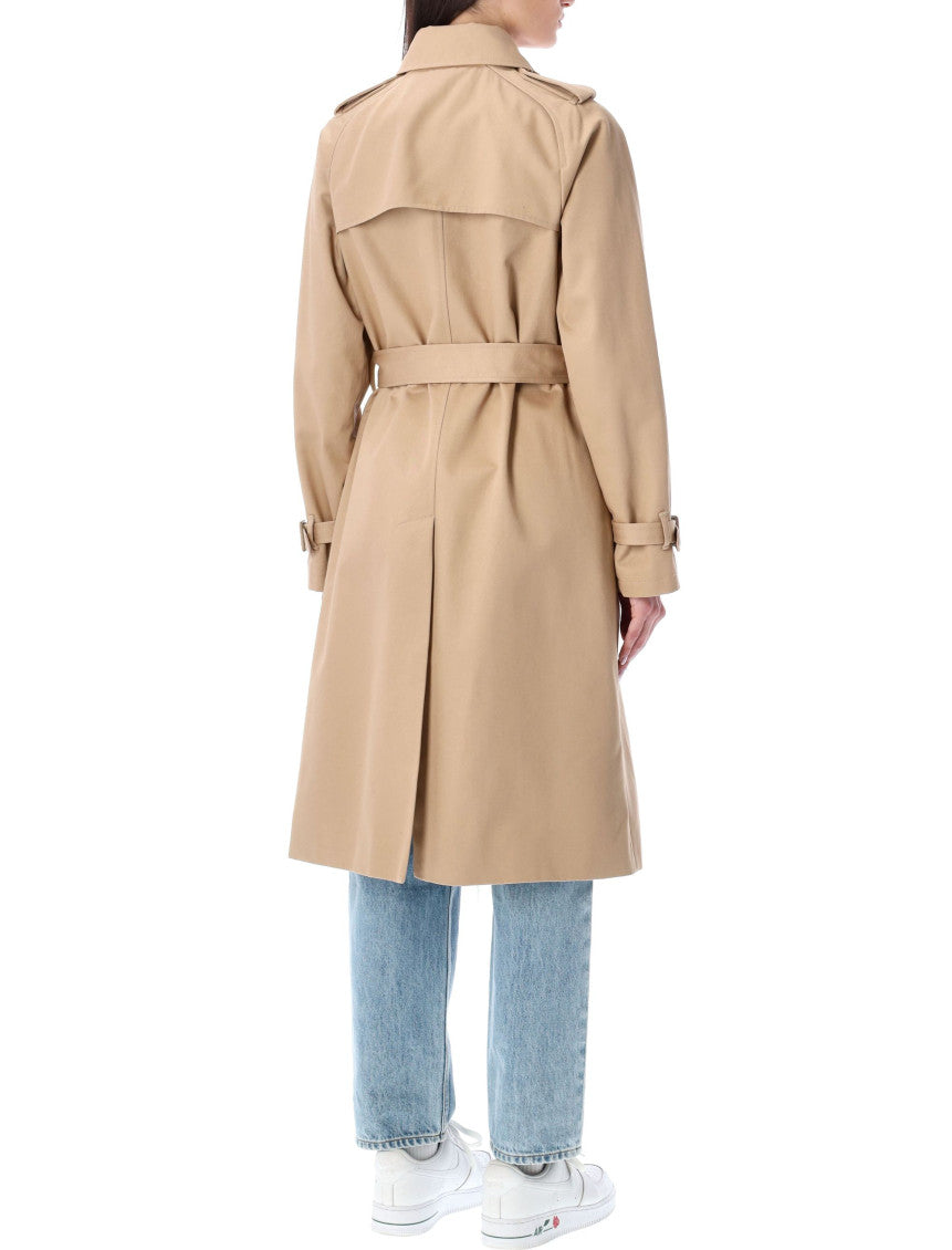 Beige Double Breasted Trench Coat 5
