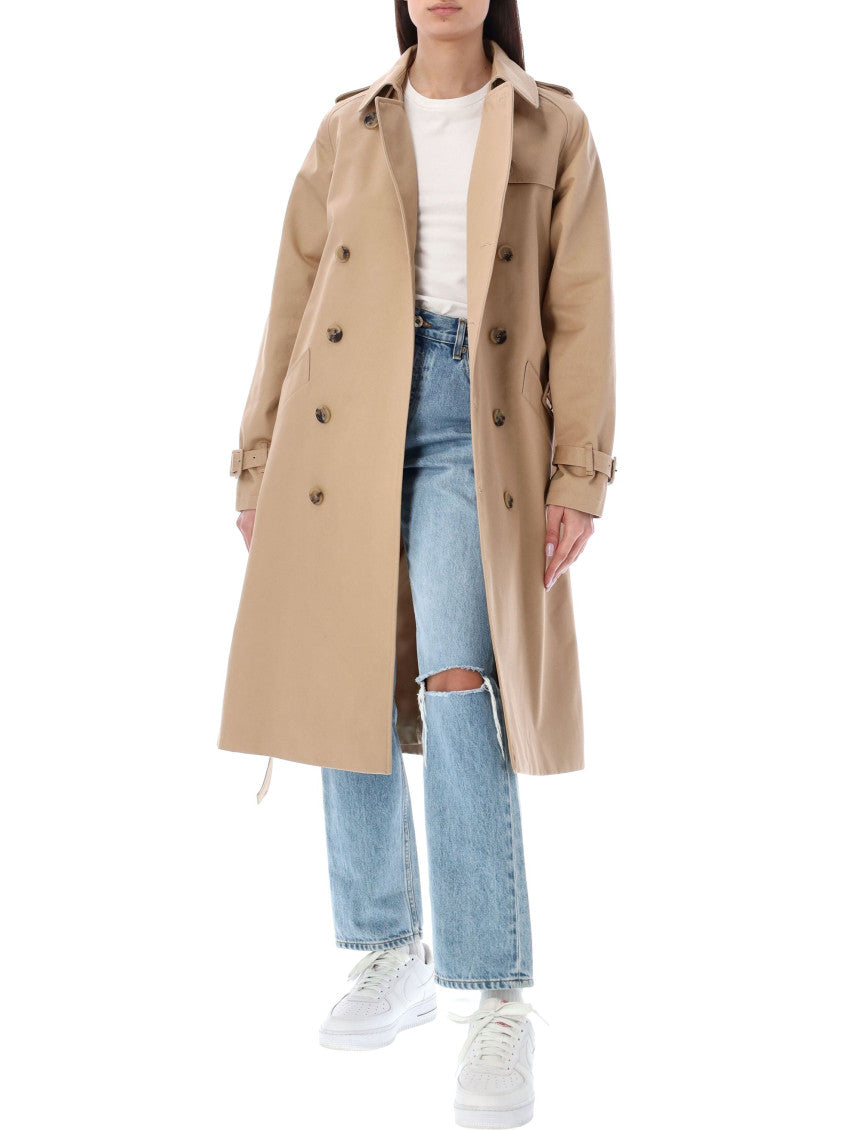 Beige Double Breasted Trench Coat 6