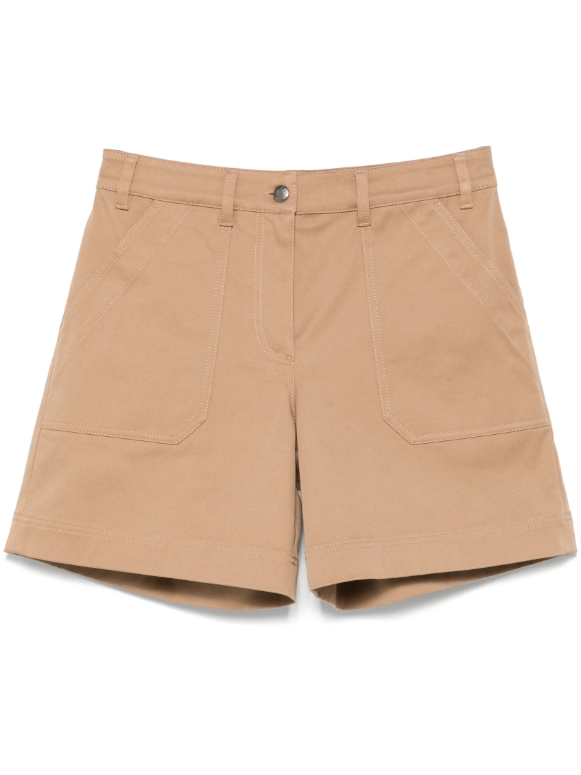 Beige Cotton Gabardine Shorts 1