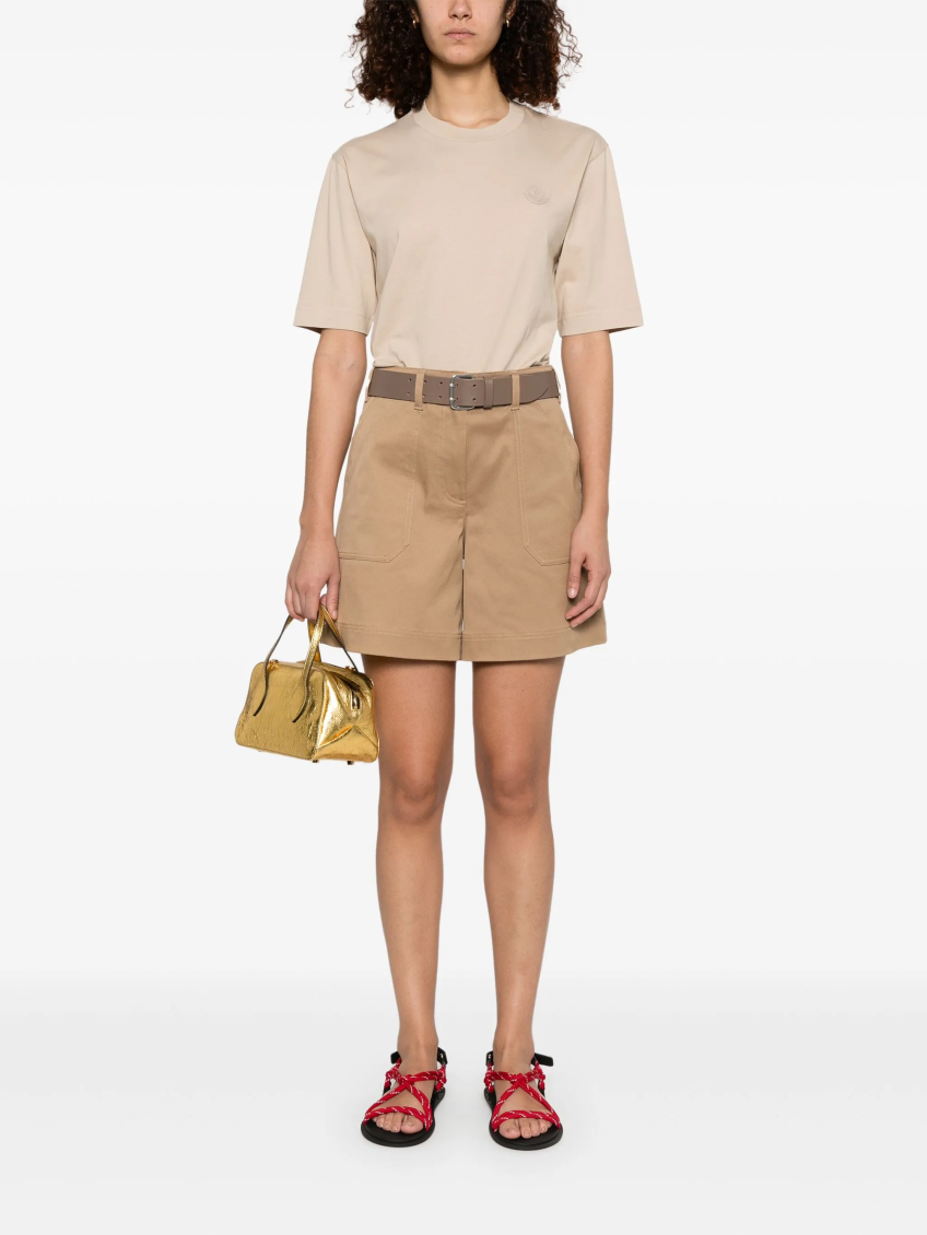 Beige Cotton Gabardine Shorts 2
