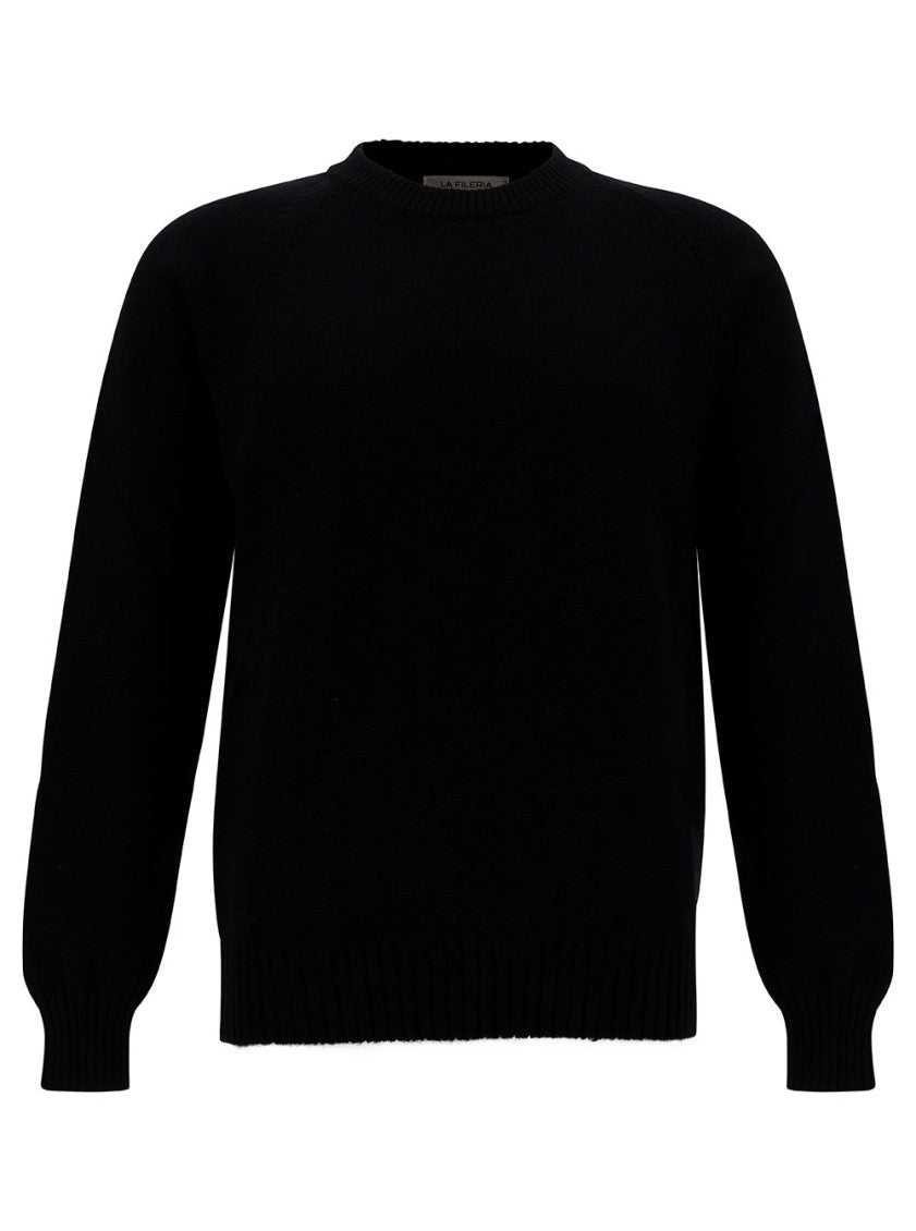 Black Crewneck Ribbed Sweater 1