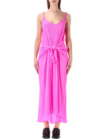 Pink Knotted Waist Long Dress 1