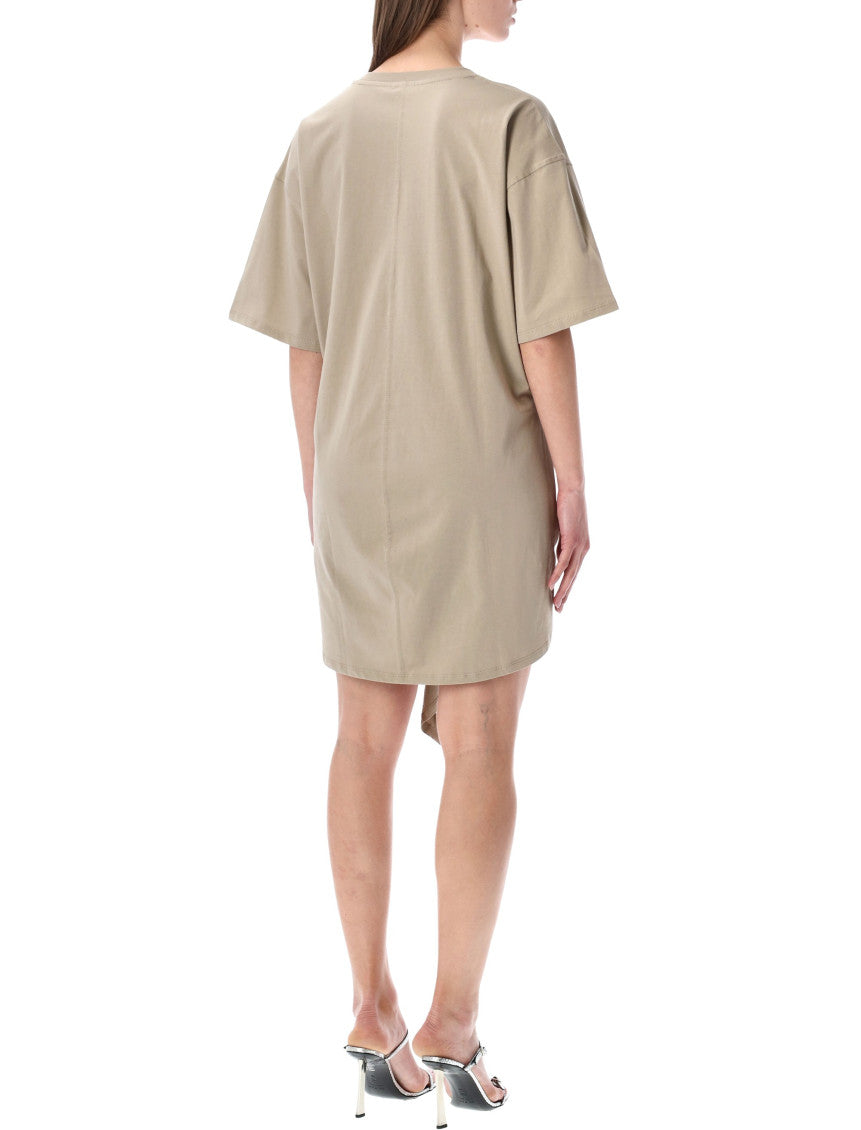 Beige Crew Neck Tie-Detail Mini Dress 2