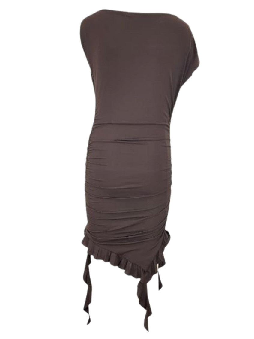 Dark Brown Boat Neck Mini Dress 2