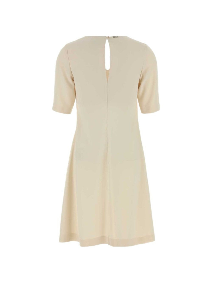Beige V-Neck Midi Dress 2
