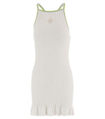 White Round Neck Ribbed Dress 1