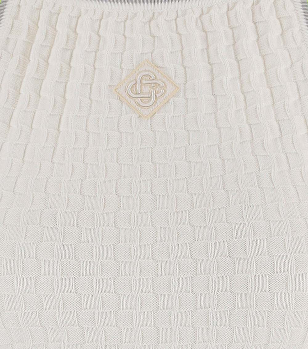 White Round Neck Ribbed Dress 3