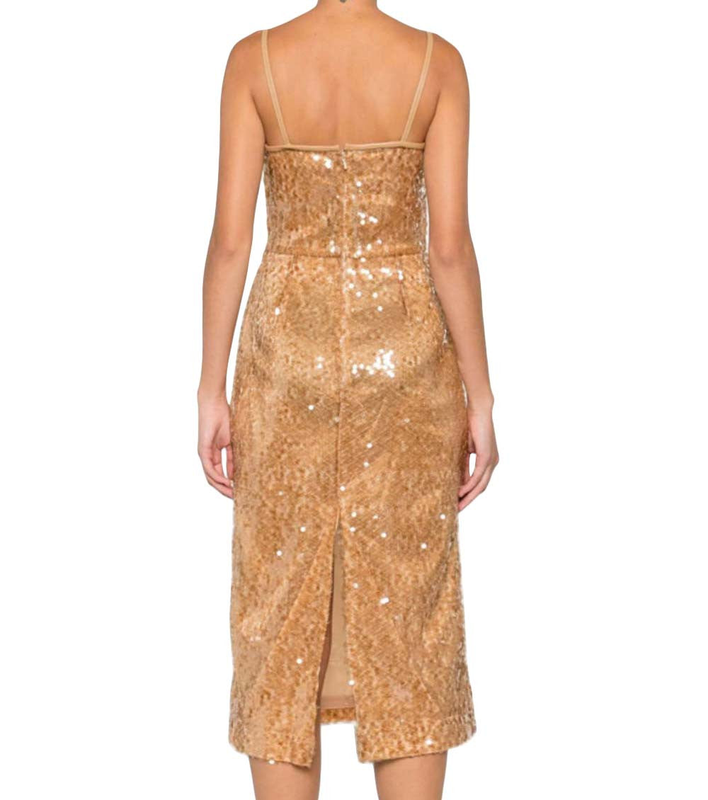 Brown Sequin Embellishment Midi Dress 3