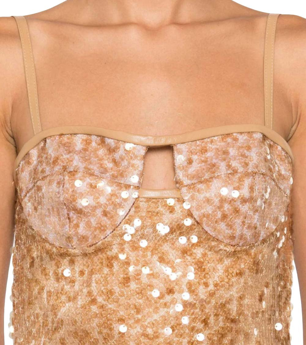 Brown Sequin Embellishment Midi Dress 4