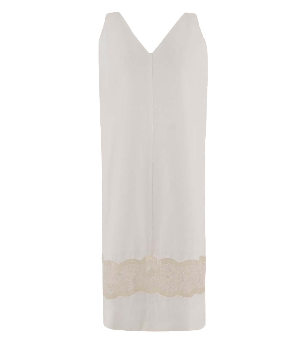 Beige V-Neck Midi Dress 1