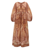 Multicolour Round Neck Printed Midi Dress 1