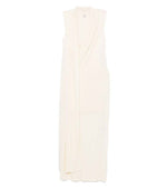 Beige V-Neck Overlapped Scarf Dress 1