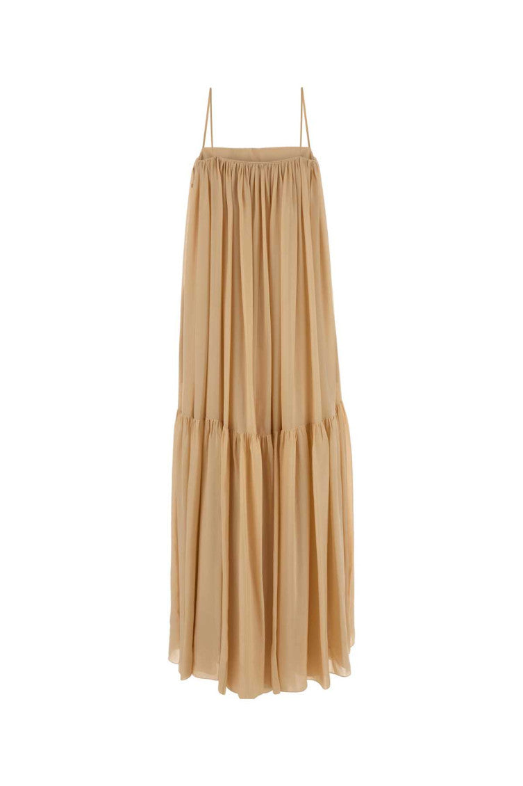 Beige Silk Long Dress 2