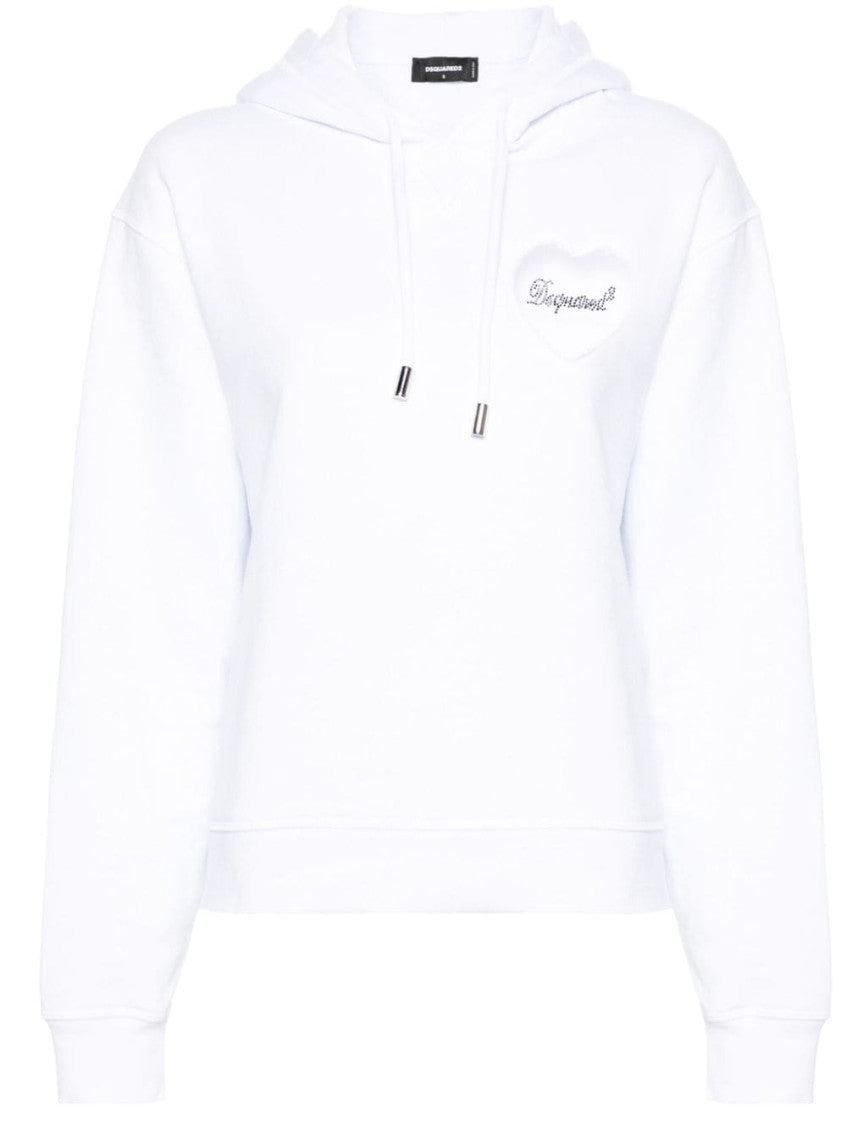 White Mesh Heart Sweatshirt 1