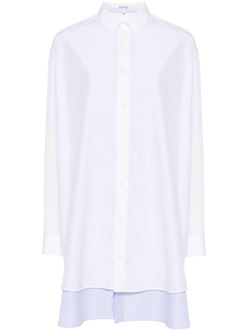 White Double Layer Shirt Dress 1