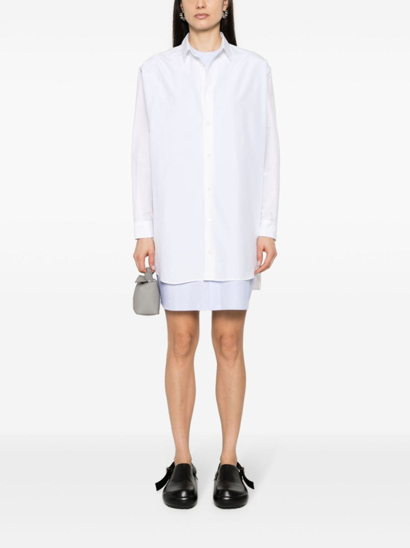 White Double Layer Shirt Dress 2