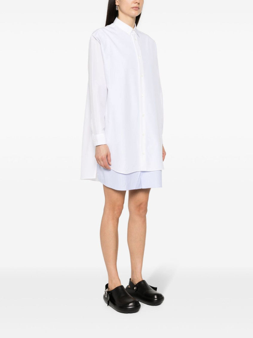 White Double Layer Shirt Dress 4