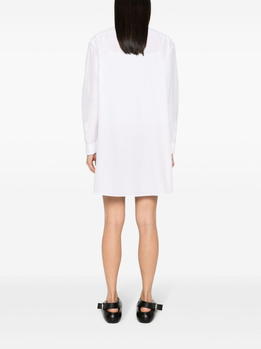White Double Layer Shirt Dress 5