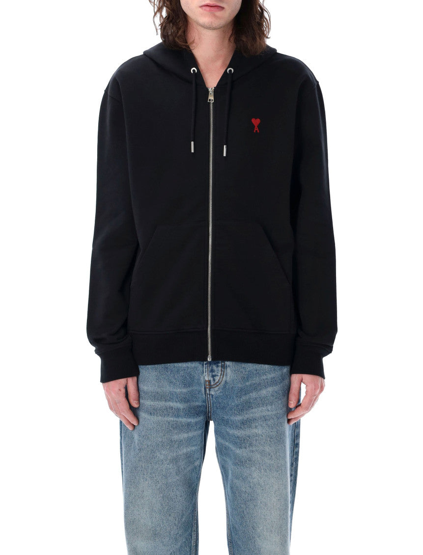 Black Logo Zip-Up Hoodie 1