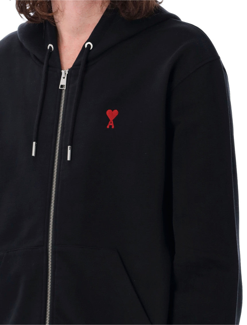 Black Logo Zip-Up Hoodie 3