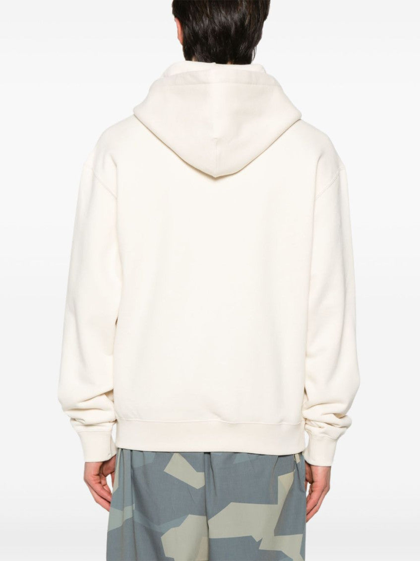 Beige Long Sleeves Logo Hoodie 4