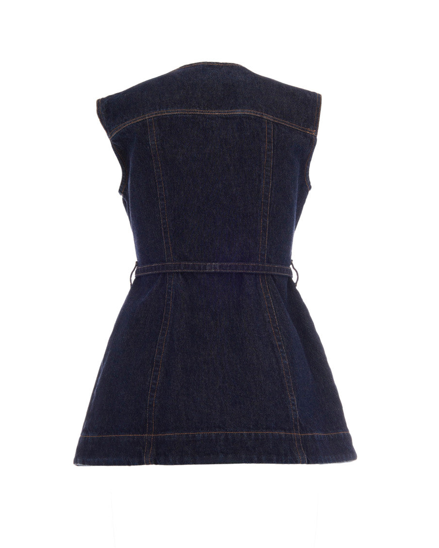 Blue Solid Round Neck Top 2