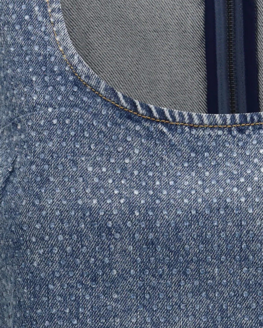 Blue Embellished Scoop Neck Top 3