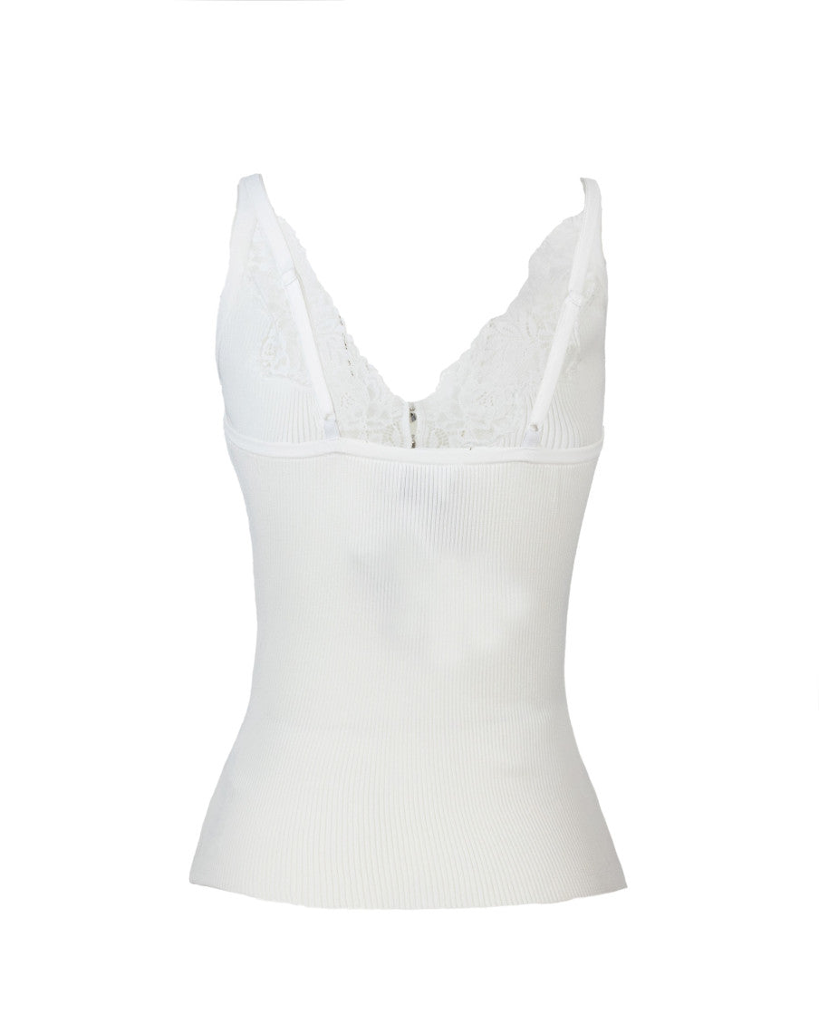 White V Neck Knitted Top 2
