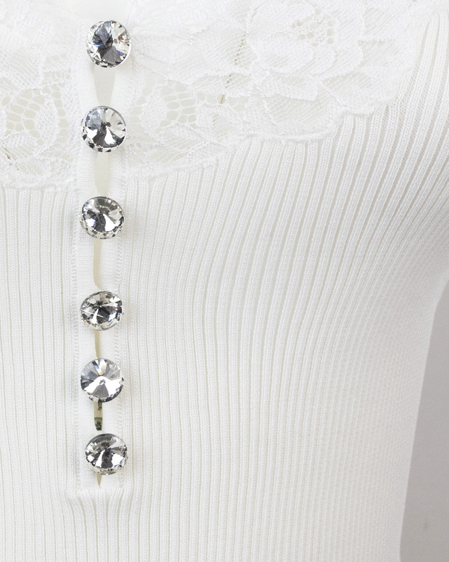 White V Neck Knitted Top 3