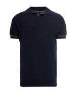 Blue Solid Shirt Collar Polo 1