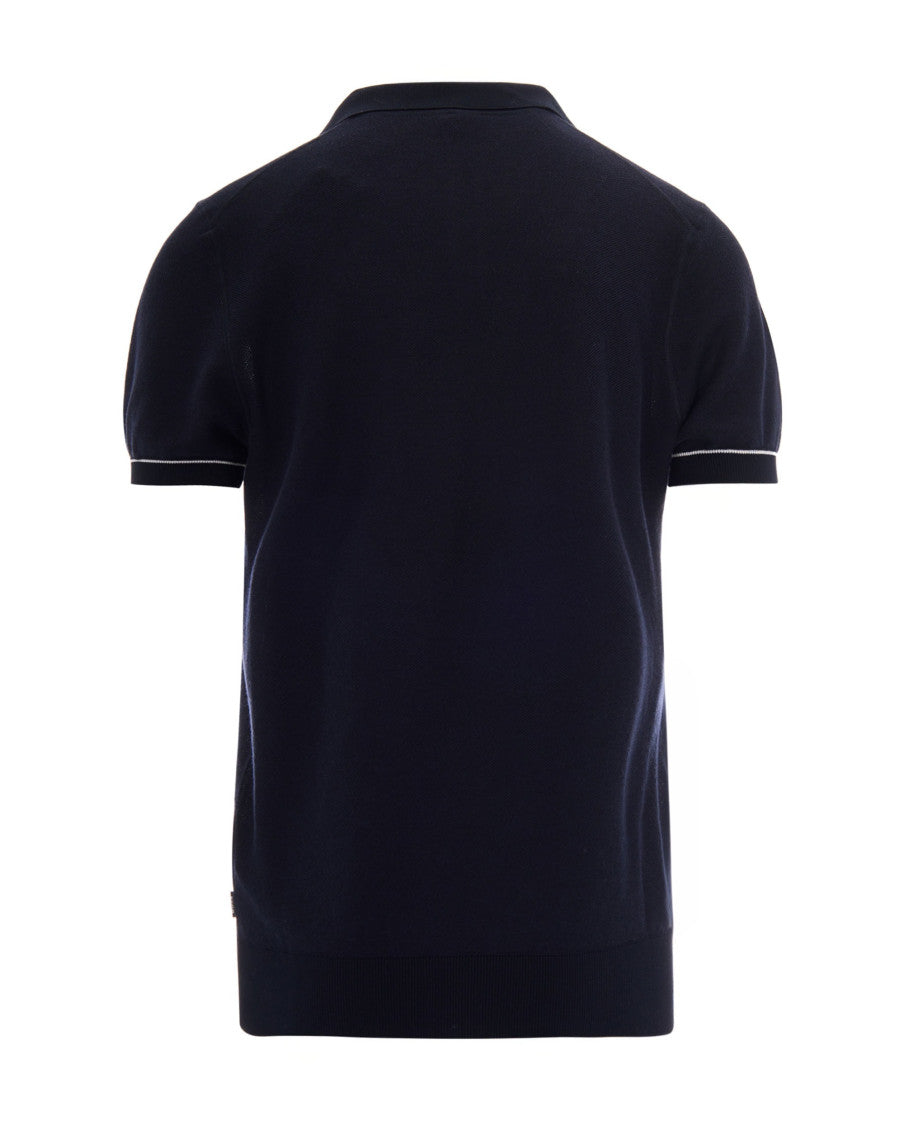 Blue Solid Shirt Collar Polo 2