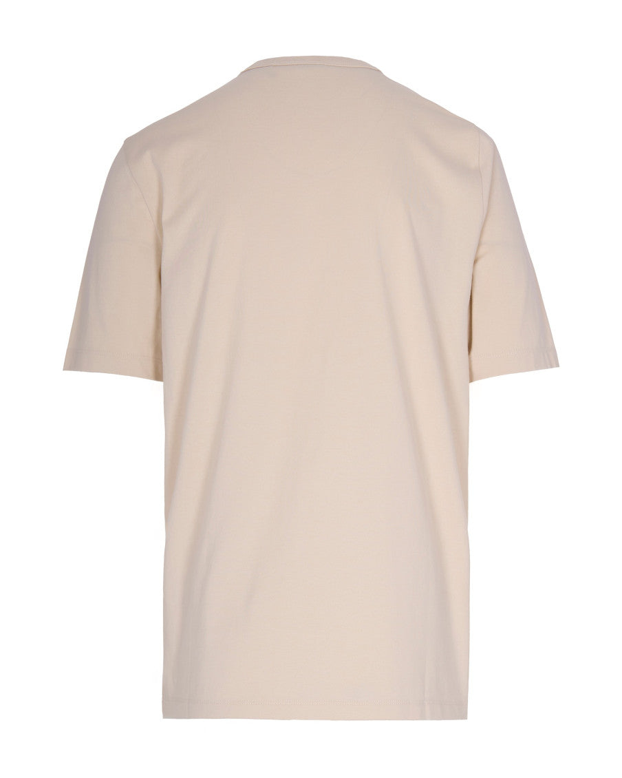 Beige Logo Crew Neck T-Shirt 2