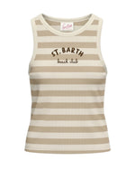 Beige Stripes Round Neck Top 1