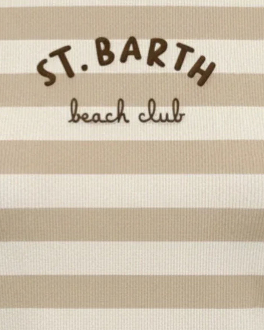 Beige Stripes Round Neck Top 3