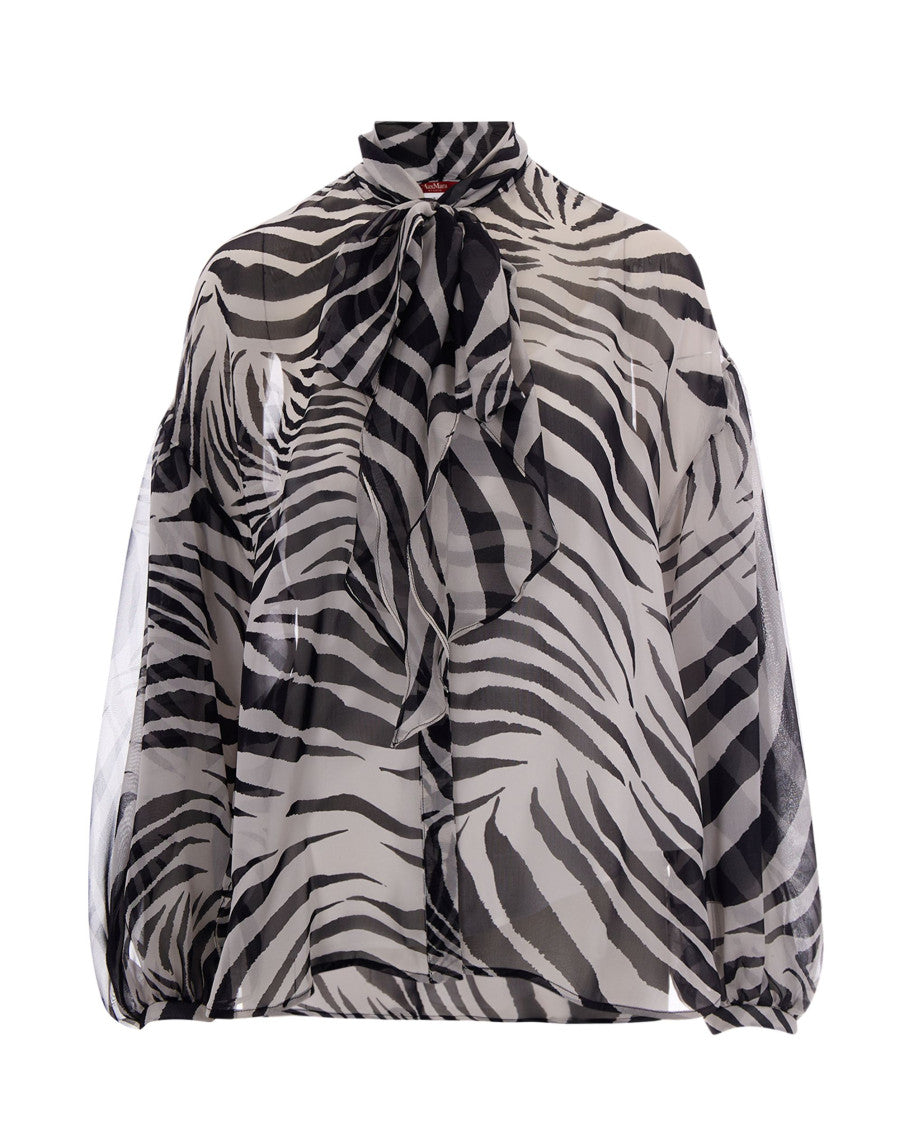 Black Printed Band Collar Top 1