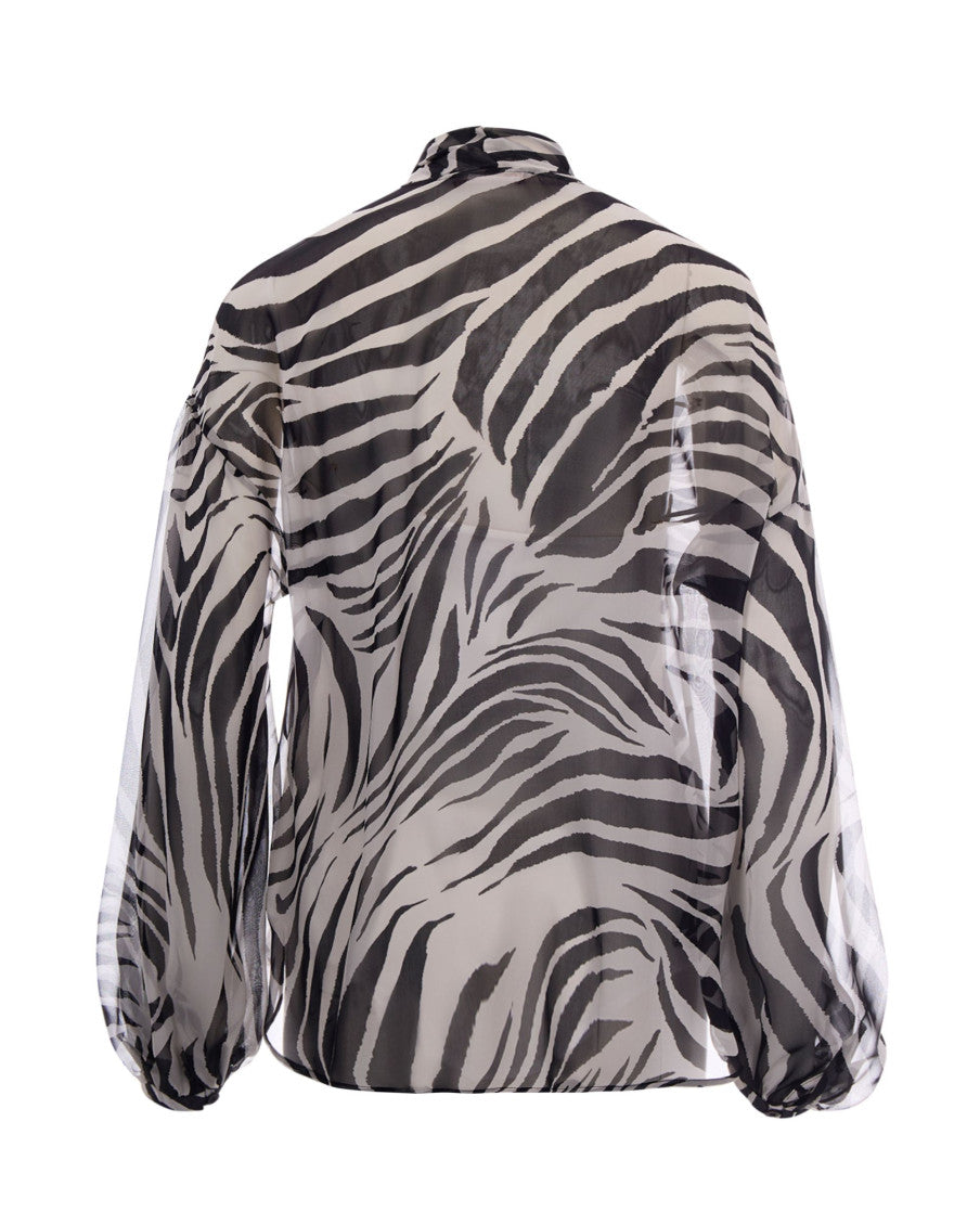 Black Printed Band Collar Top 2
