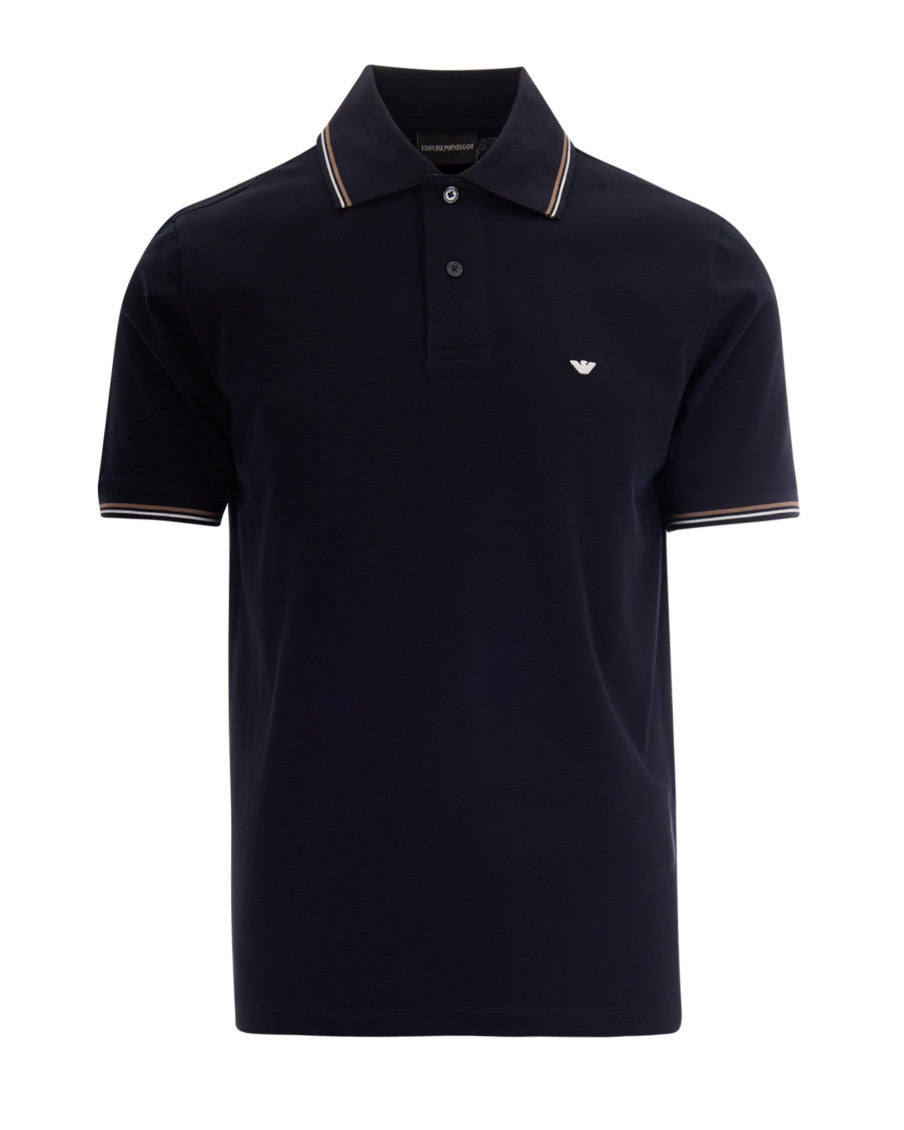 Navy Blue Solid Shirt Collar Polo 1