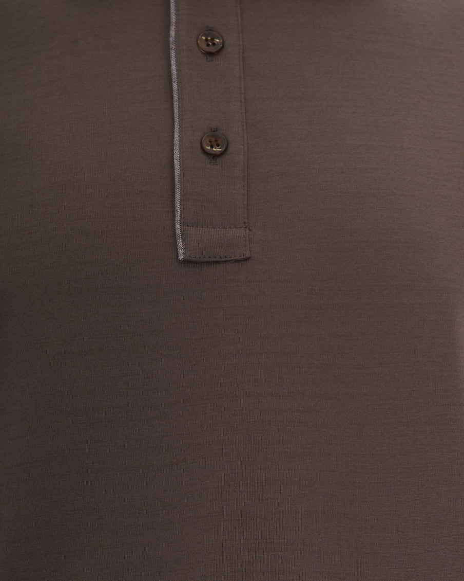 Brown Solid Shirt Collar Polo 2