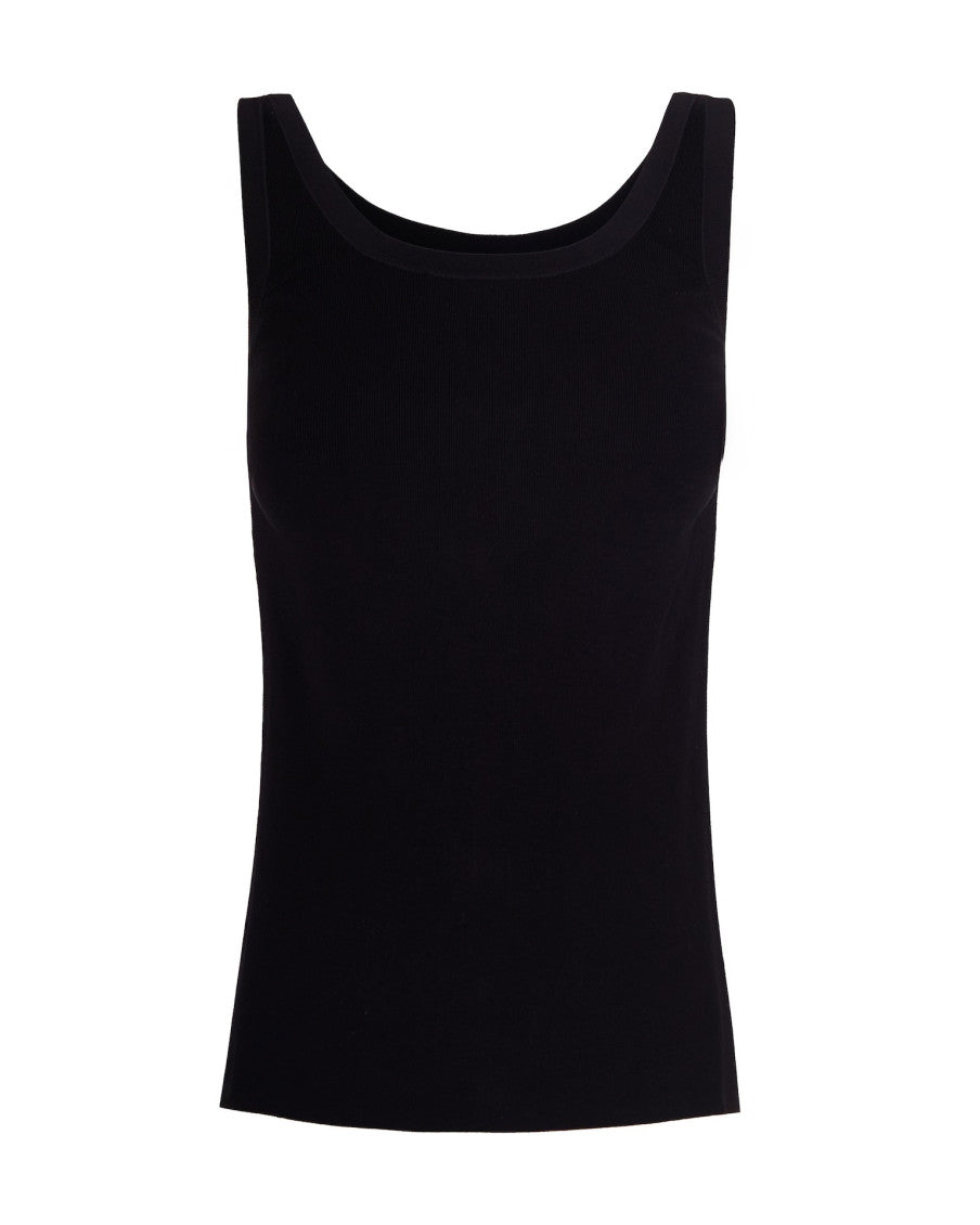 Black Solid Scoop Neck Top 1
