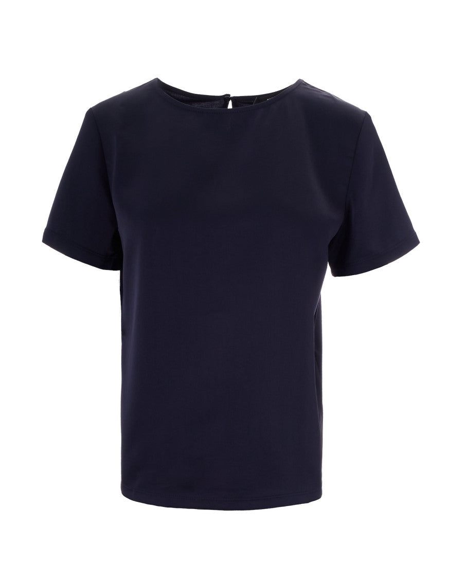 Blue Solid Round Neck T-Shirt 1