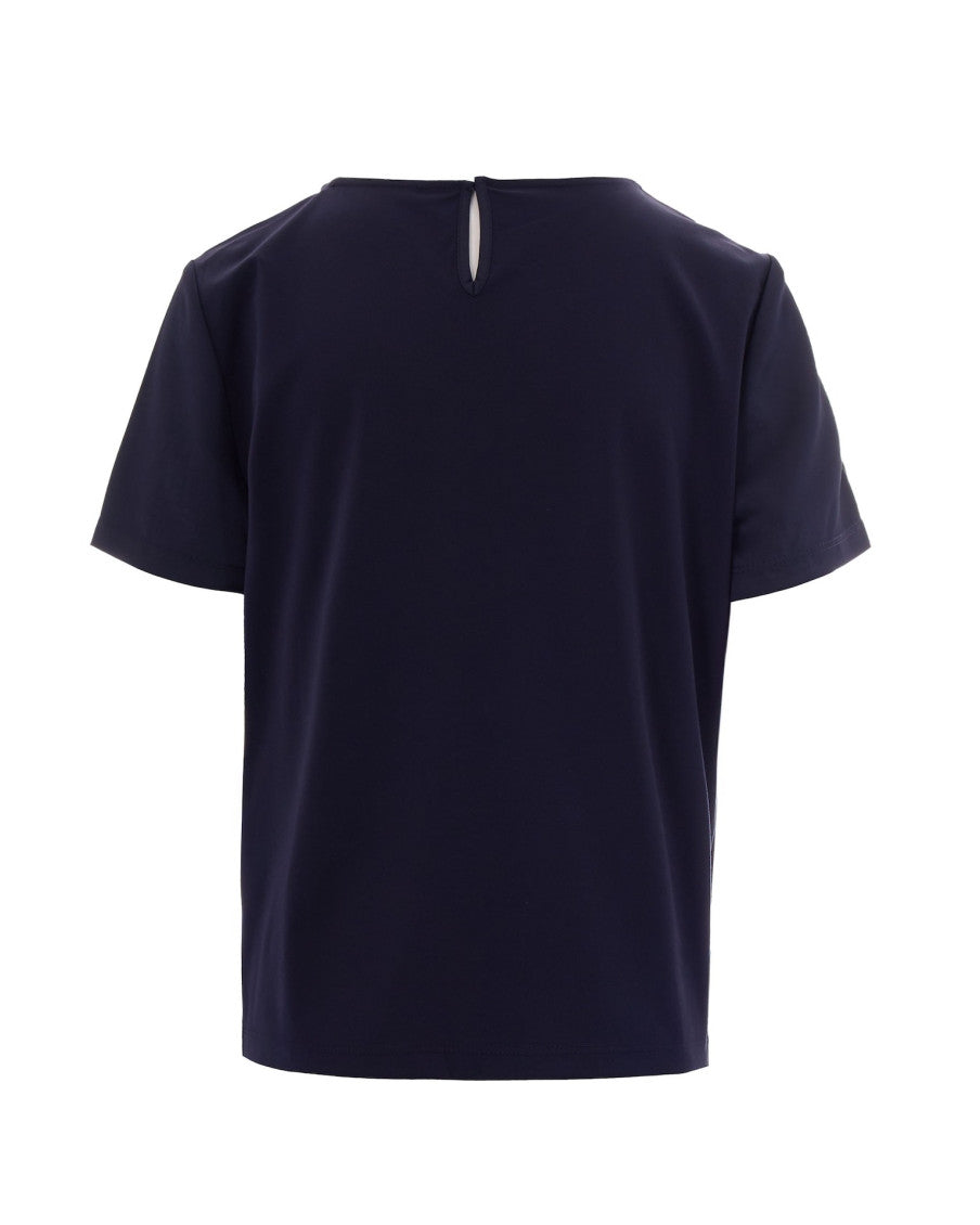 Blue Solid Round Neck T-Shirt 2