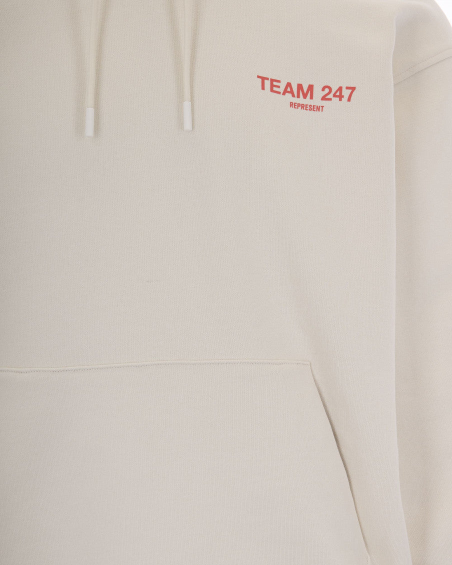 Beige Logo Hood Sweatshirt 2