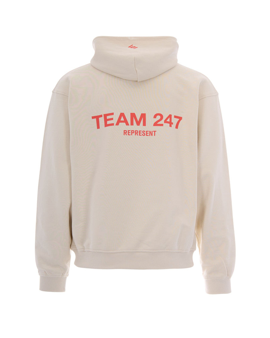 Beige Logo Hood Sweatshirt 3